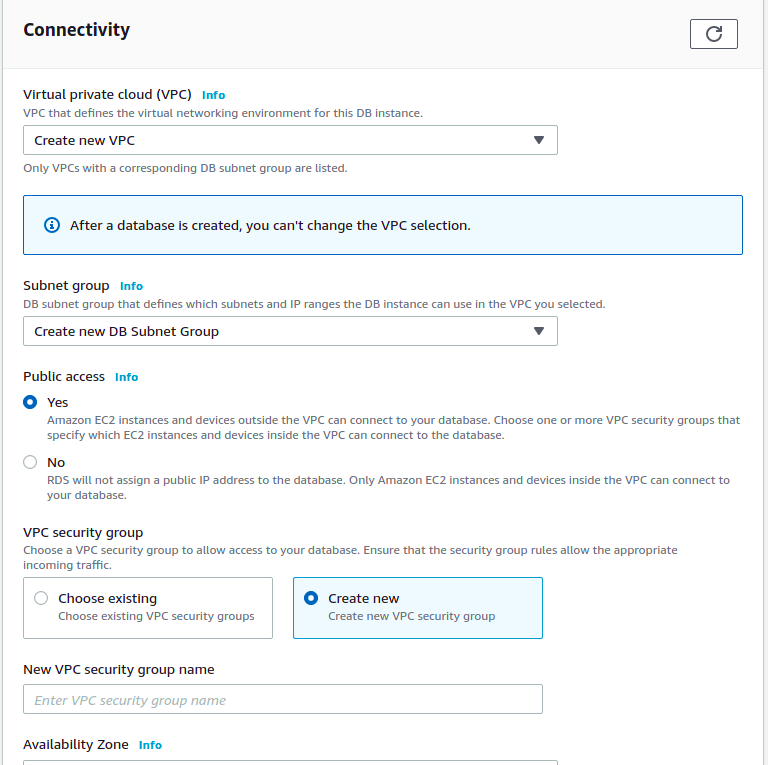 Virtual Private Group - AWS SQL Server